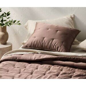 Casaluna Blissful Series Light Brown Bamboo Rayon Quilted King Size Pillow Sham